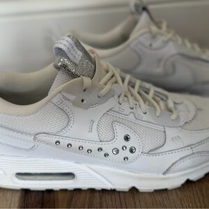 White Women's Nike Sneakers with Rhinestone Accent